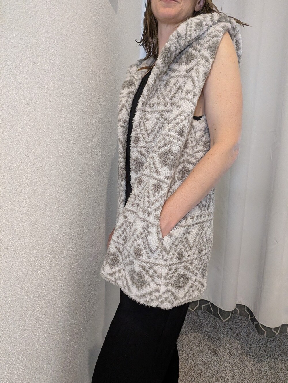Koolaburra Soft Gray and Cream Vest